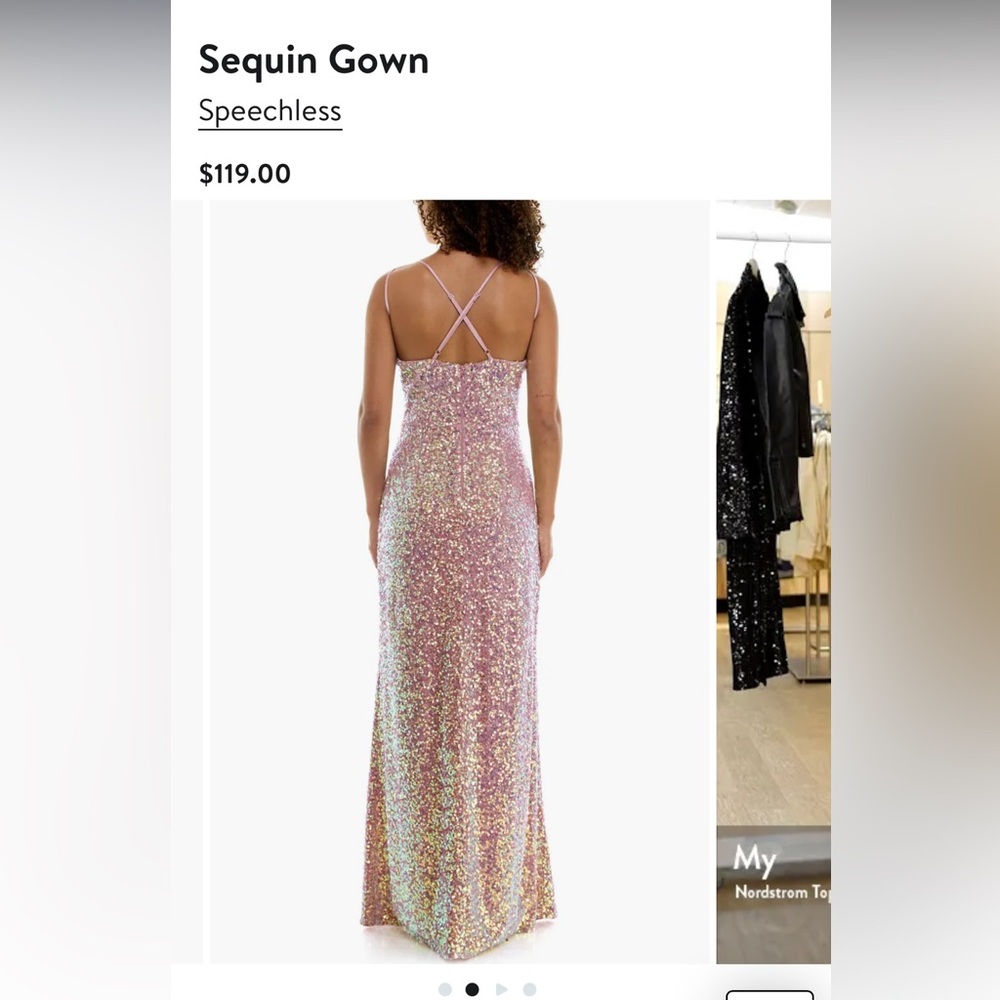 Mauve/Pink Sequin & Velvet Floor-Length Gown - image 5